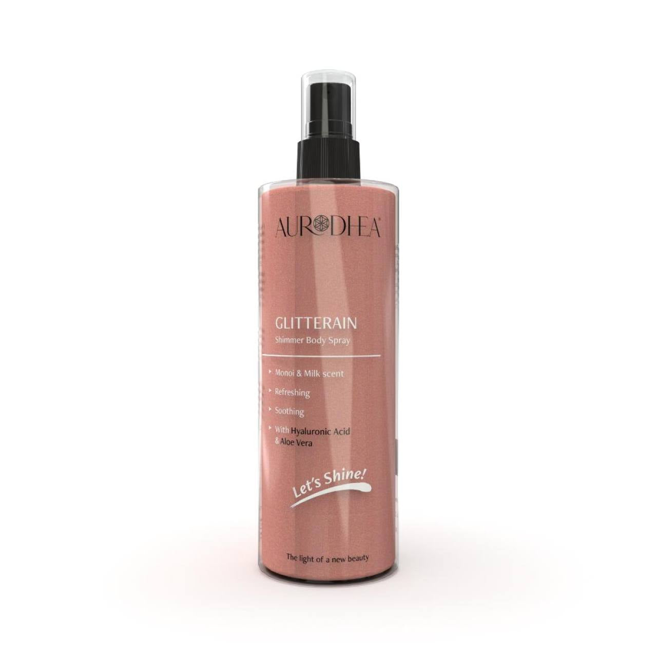 GLITTERAIN – Golden Shimmer Body Spray (Mit dem Duft nach Monoi & Milch) - 150 ml